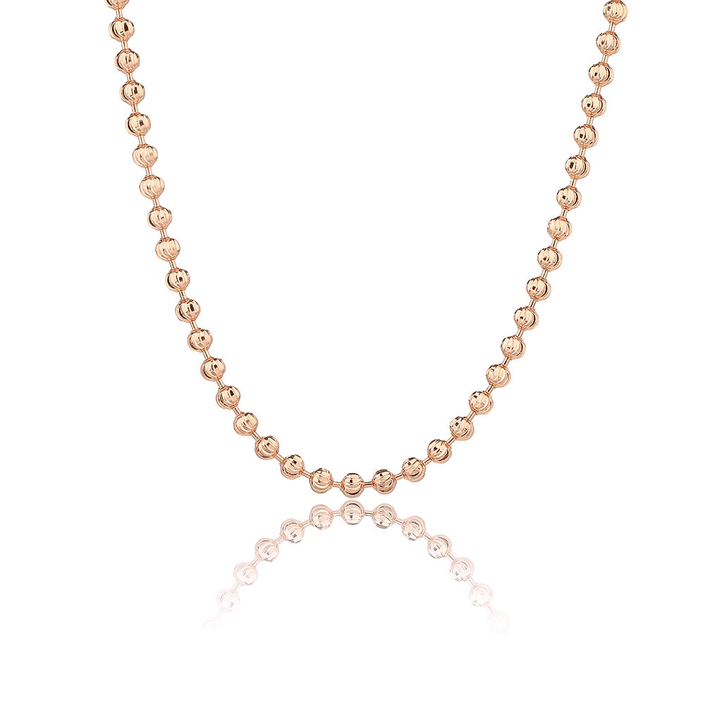 שרשרת כדורים מצופה זהב ורוד